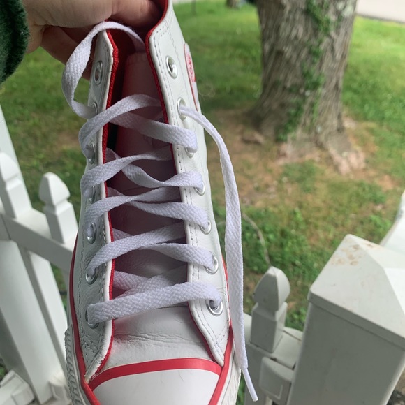 White and Red Leather Converse - Picture 7 of 11